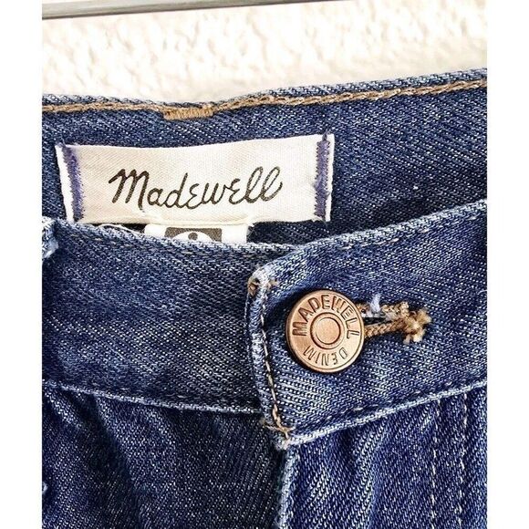 Madewell Baggy Straight Jeans Slouchy In Dark Worn Indigo Wash Size 26 - Picture 4 of 13